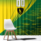 Personalized Socceroos Sport Window Curtain Green Gold Dynamic Wave Pattern