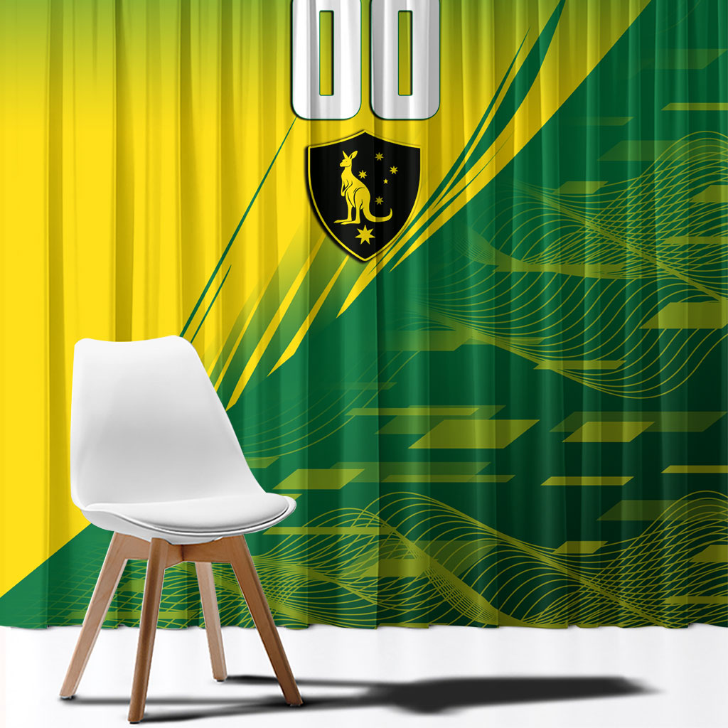 Personalized Socceroos Sport Window Curtain Green Gold Dynamic Wave Pattern