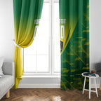 Personalized Socceroos Sport Window Curtain Green Gold Dynamic Wave Pattern