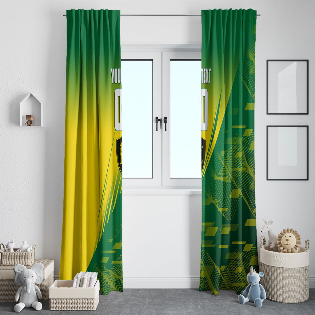 Personalized Socceroos Sport Window Curtain Green Gold Dynamic Wave Pattern