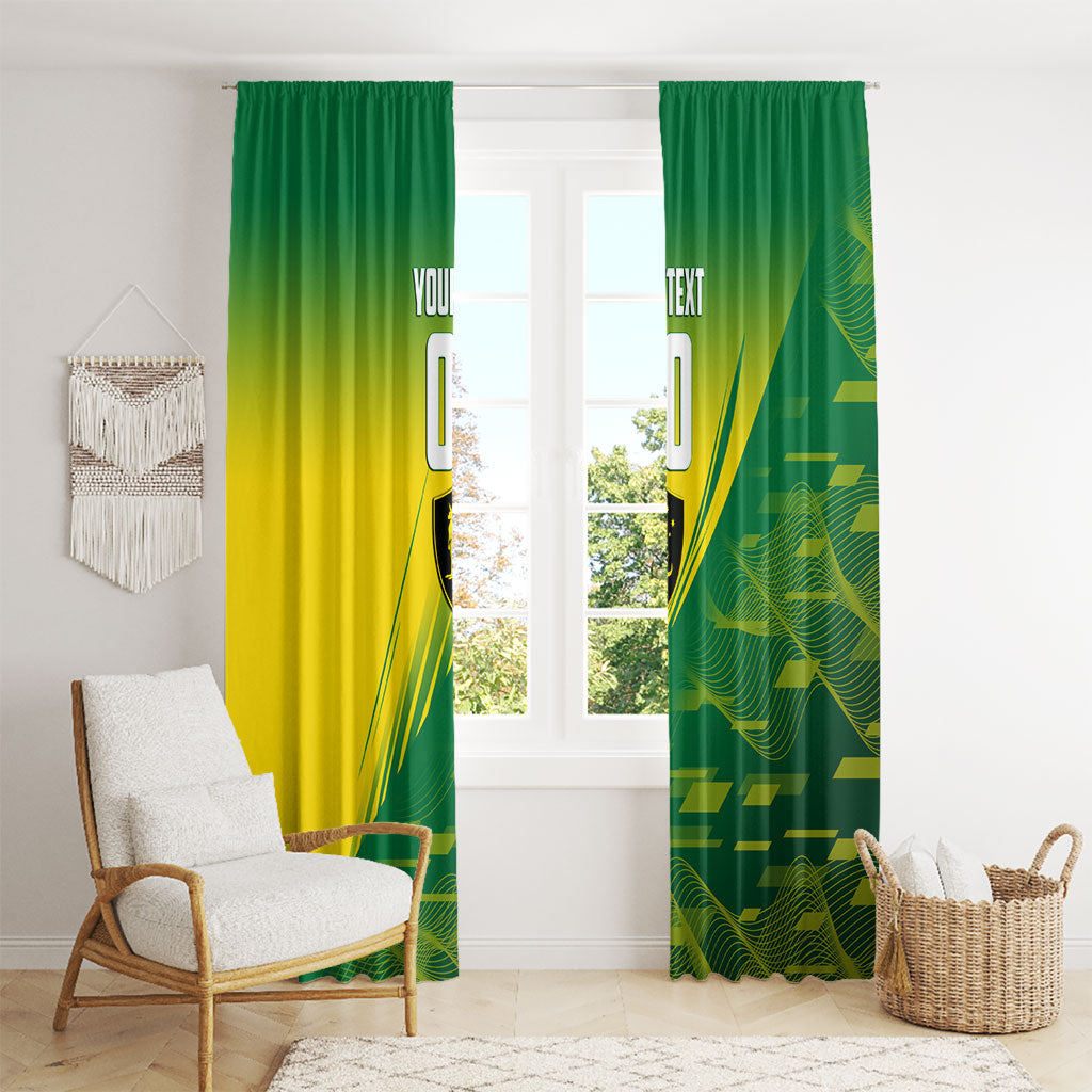 Personalized Socceroos Sport Window Curtain Green Gold Dynamic Wave Pattern
