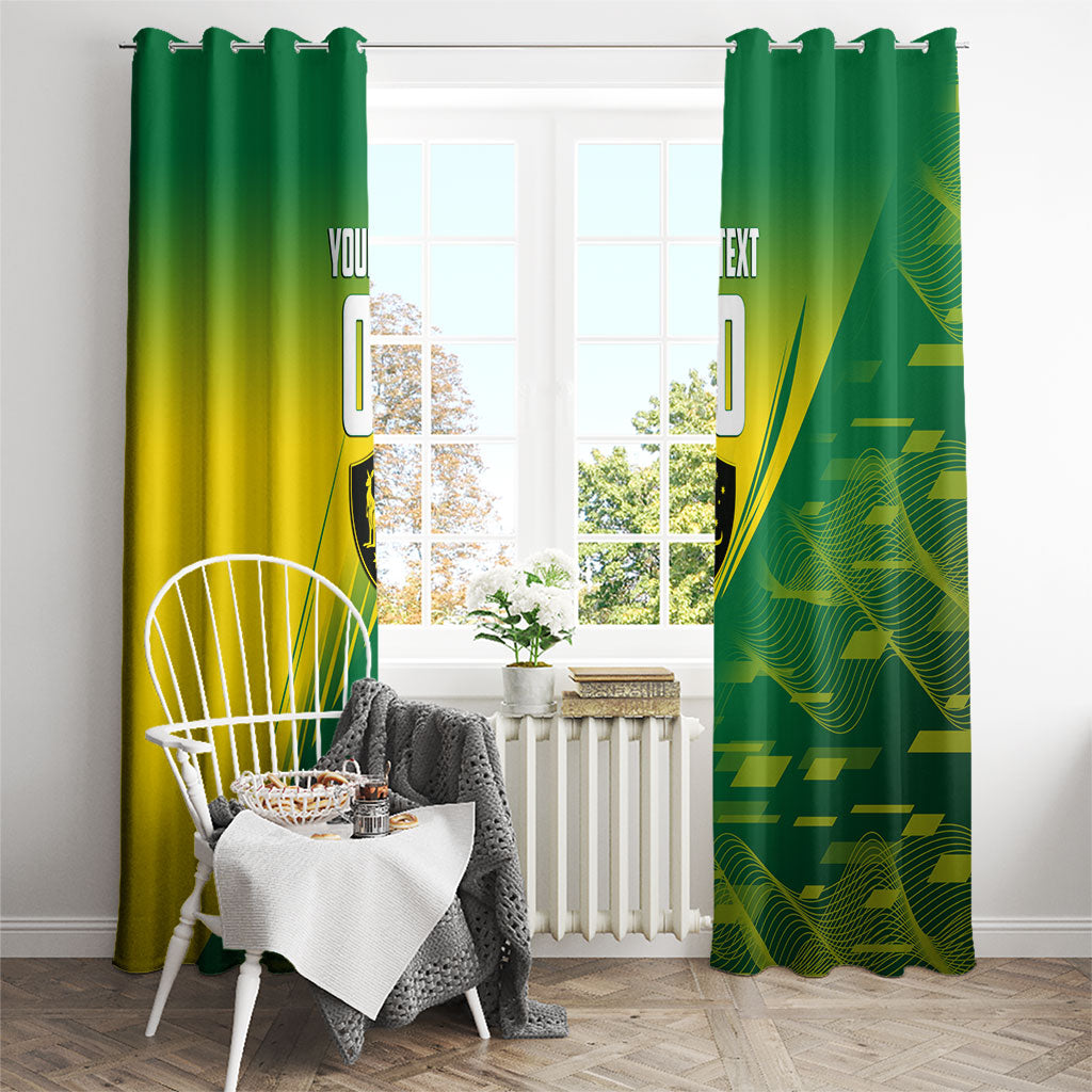 Personalized Socceroos Sport Window Curtain Green Gold Dynamic Wave Pattern