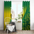 Personalized Socceroos Sport Window Curtain Green Gold Dynamic Wave Pattern