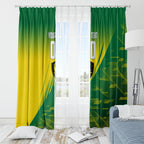 Personalized Socceroos Sport Window Curtain Green Gold Dynamic Wave Pattern