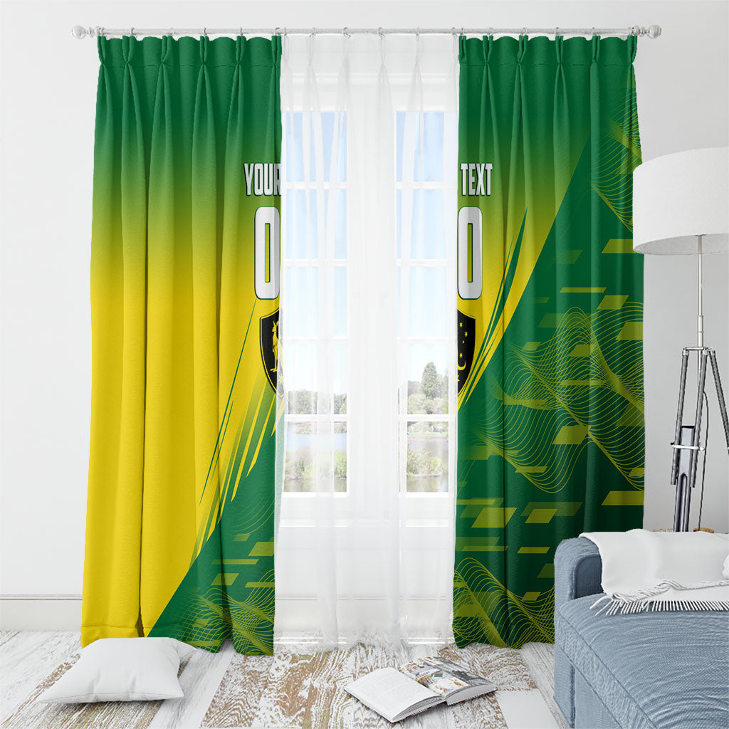 Personalized Socceroos Sport Window Curtain Green Gold Dynamic Wave Pattern