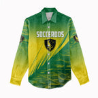 Personalized Socceroos Sport Women Casual Shirt Green Gold Dynamic Wave Pattern