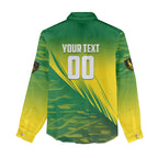 Personalized Socceroos Sport Women Casual Shirt Green Gold Dynamic Wave Pattern