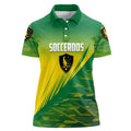 Personalized Socceroos Sport Women Polo Shirt Green Gold Dynamic Wave Pattern