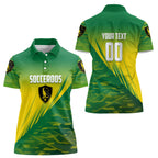 Personalized Socceroos Sport Women Polo Shirt Green Gold Dynamic Wave Pattern