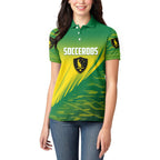 Personalized Socceroos Sport Women Polo Shirt Green Gold Dynamic Wave Pattern