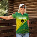 Personalized Socceroos Sport Women Polo Shirt Green Gold Dynamic Wave Pattern