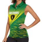 Personalized Socceroos Sport Women Sleeveless Polo Shirt Green Gold Dynamic Wave Pattern