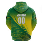 Personalized Socceroos Sport Zip Hoodie Green Gold Dynamic Wave Pattern