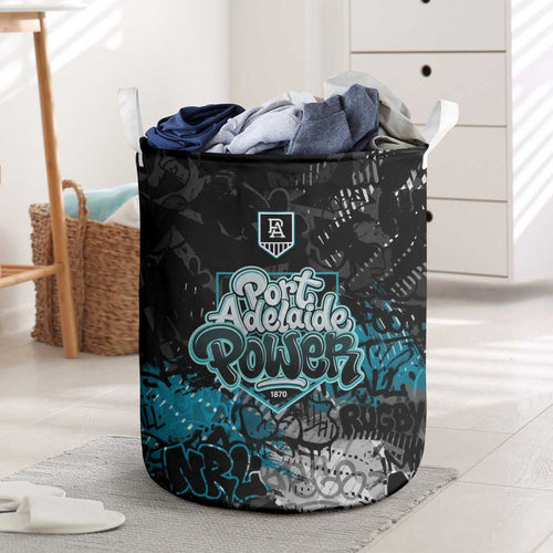 Port Adelaide Power Laundry Basket Urban Graffiti Street Art - Bold Abstract Spray Paint