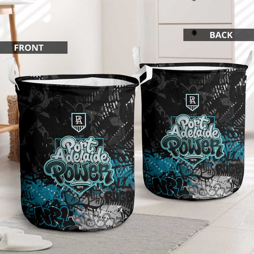 Port Adelaide Power Laundry Basket Urban Graffiti Street Art - Bold Abstract Spray Paint