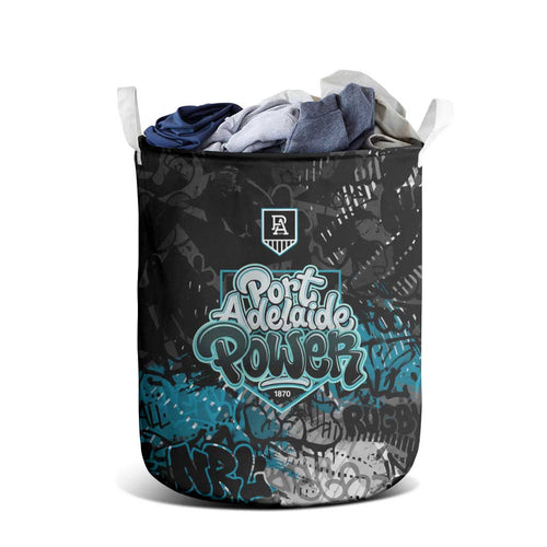 Port Adelaide Power Laundry Basket Urban Graffiti Street Art - Bold Abstract Spray Paint