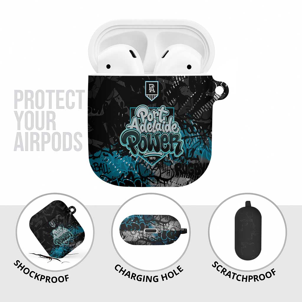 Port Adelaide Power AirPods Case Urban Graffiti Street Art - Bold Abstract Spray Paint