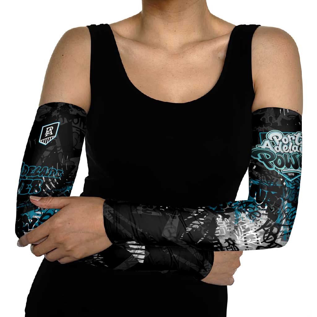 Port Adelaide Power Arm Sleeves Urban Graffiti Street Art - Bold Abstract Spray Paint
