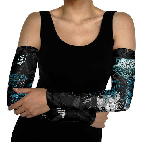Port Adelaide Power Arm Sleeves Urban Graffiti Street Art - Bold Abstract Spray Paint