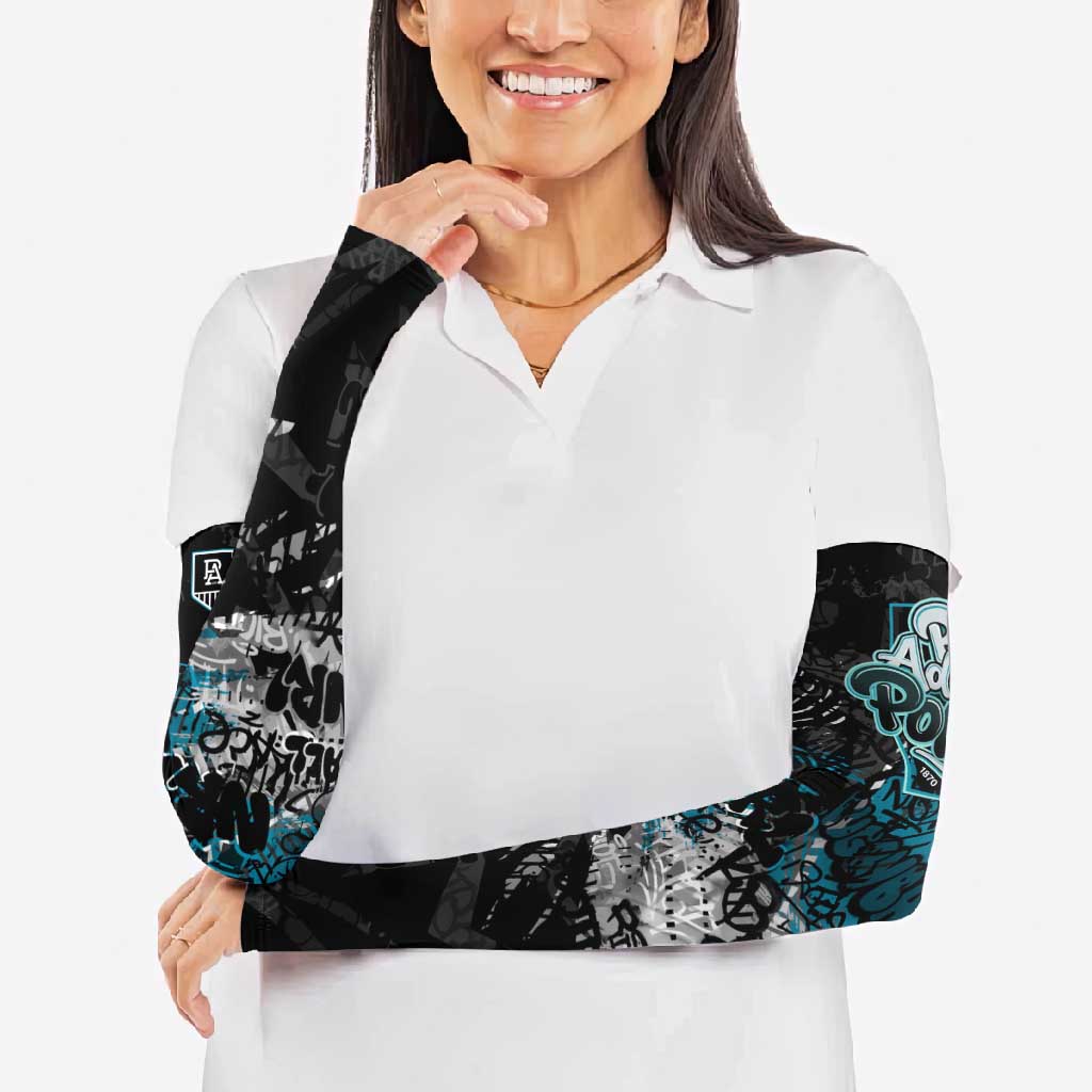 Port Adelaide Power Arm Sleeves Urban Graffiti Street Art - Bold Abstract Spray Paint