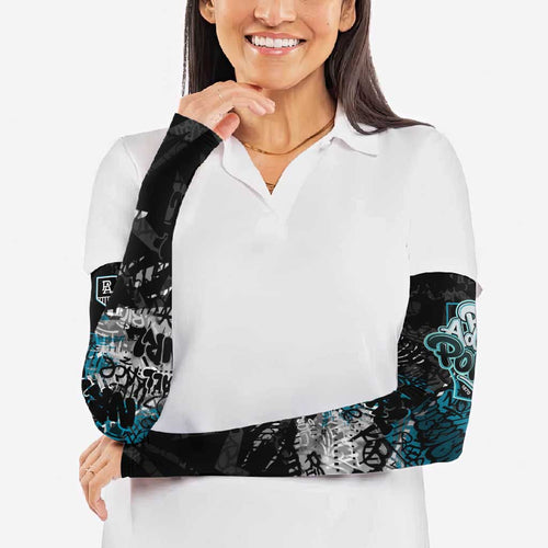 Port Adelaide Power Arm Sleeves Urban Graffiti Street Art - Bold Abstract Spray Paint