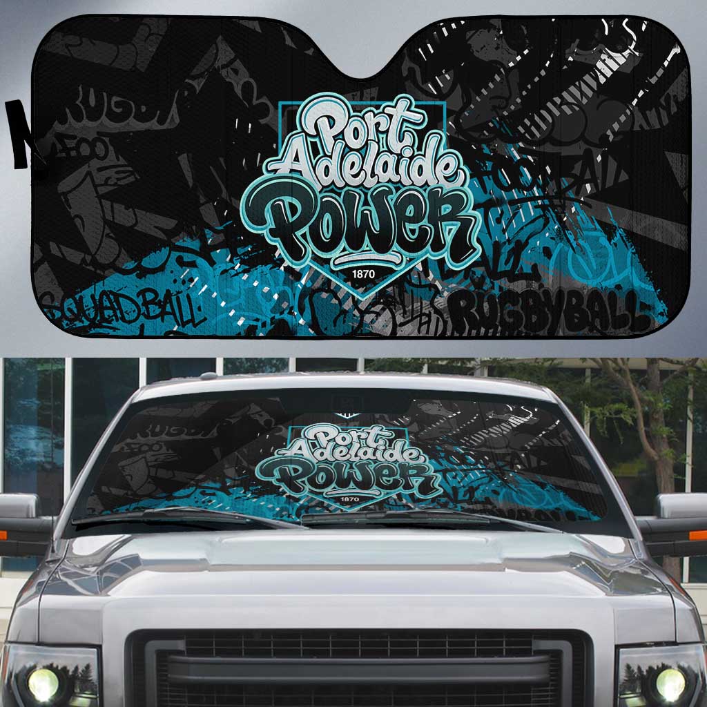 Port Adelaide Power Auto Sun Shade Urban Graffiti Street Art - Bold Abstract Spray Paint