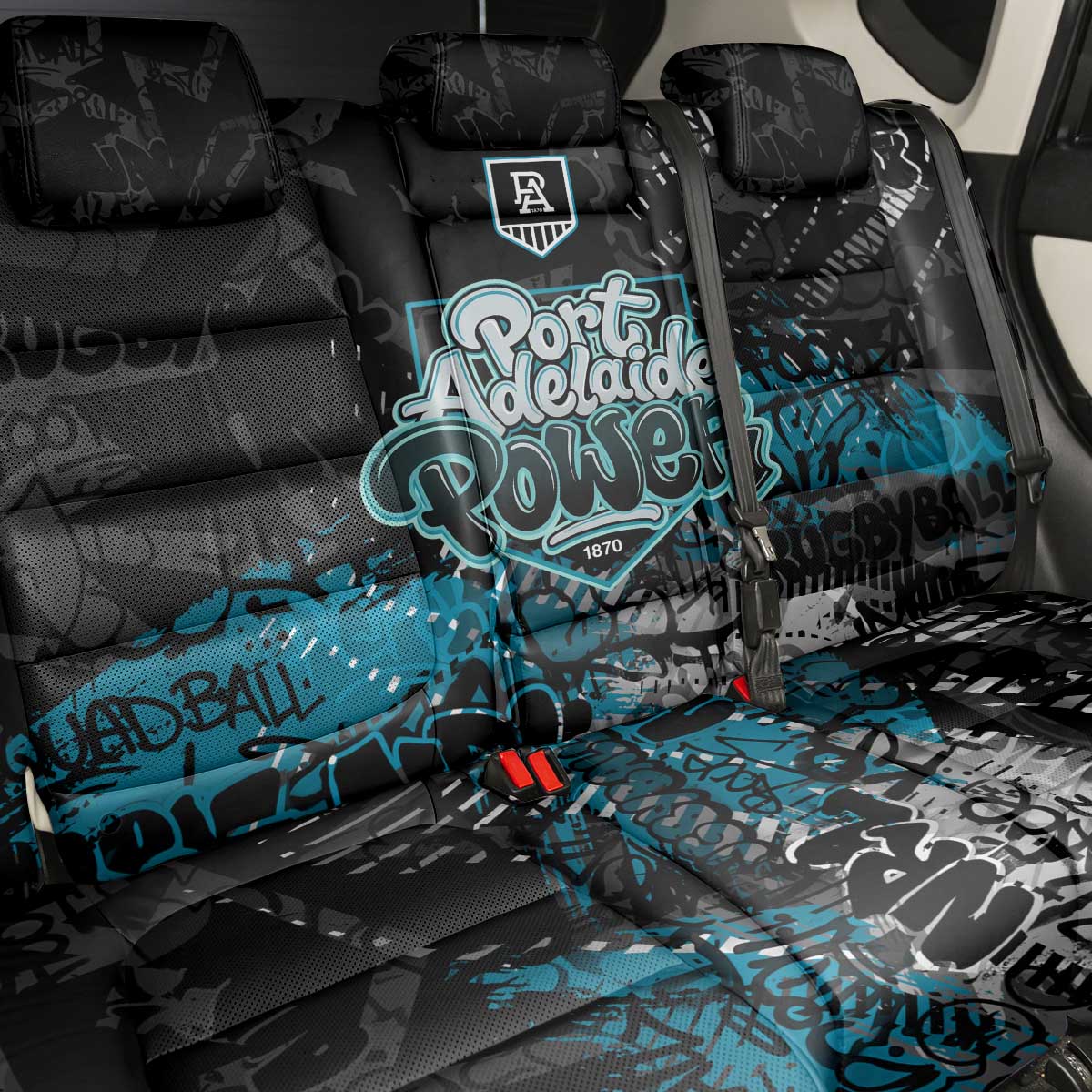 Port Adelaide Power Back Car Seat Cover Urban Graffiti Street Art - Bold Abstract Spray Paint