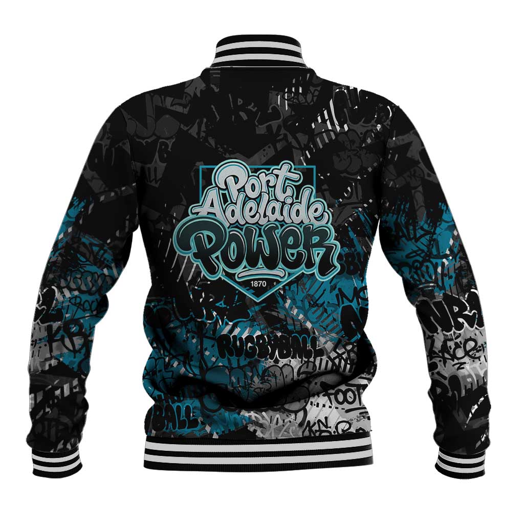 Port Adelaide Power Baseball Jacket Urban Graffiti Street Art - Bold Abstract Spray Paint