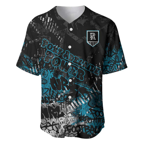 Port Adelaide Power Baseball Jersey Urban Graffiti Street Art - Bold Abstract Spray Paint