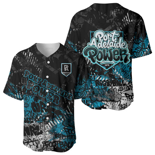 Port Adelaide Power Baseball Jersey Urban Graffiti Street Art - Bold Abstract Spray Paint