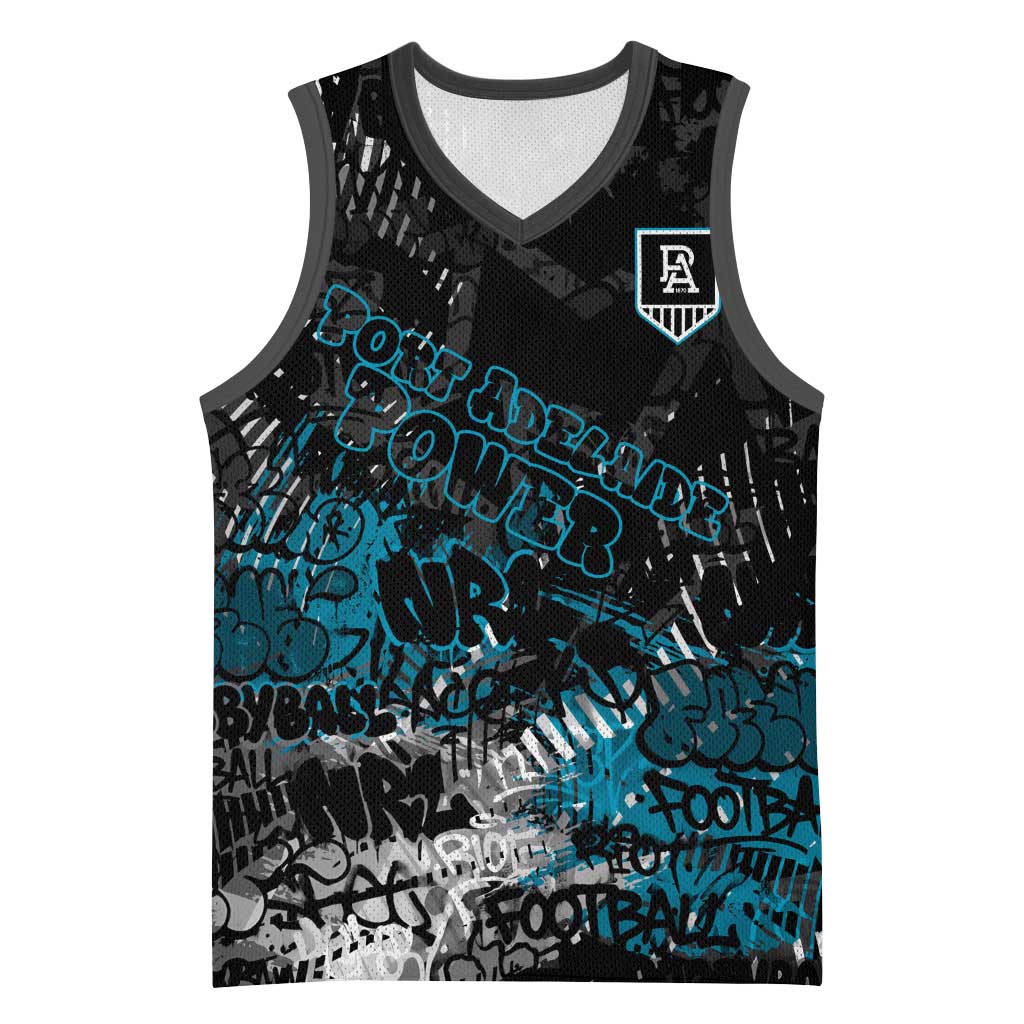 Port Adelaide Power Basketball Jersey Urban Graffiti Street Art - Bold Abstract Spray Paint