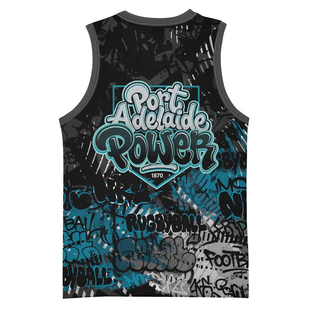 Port Adelaide Power Basketball Jersey Urban Graffiti Street Art - Bold Abstract Spray Paint