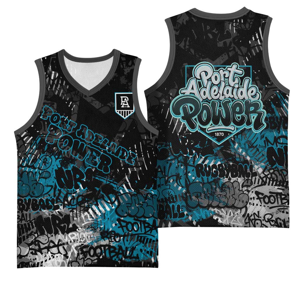 Port Adelaide Power Basketball Jersey Urban Graffiti Street Art - Bold Abstract Spray Paint