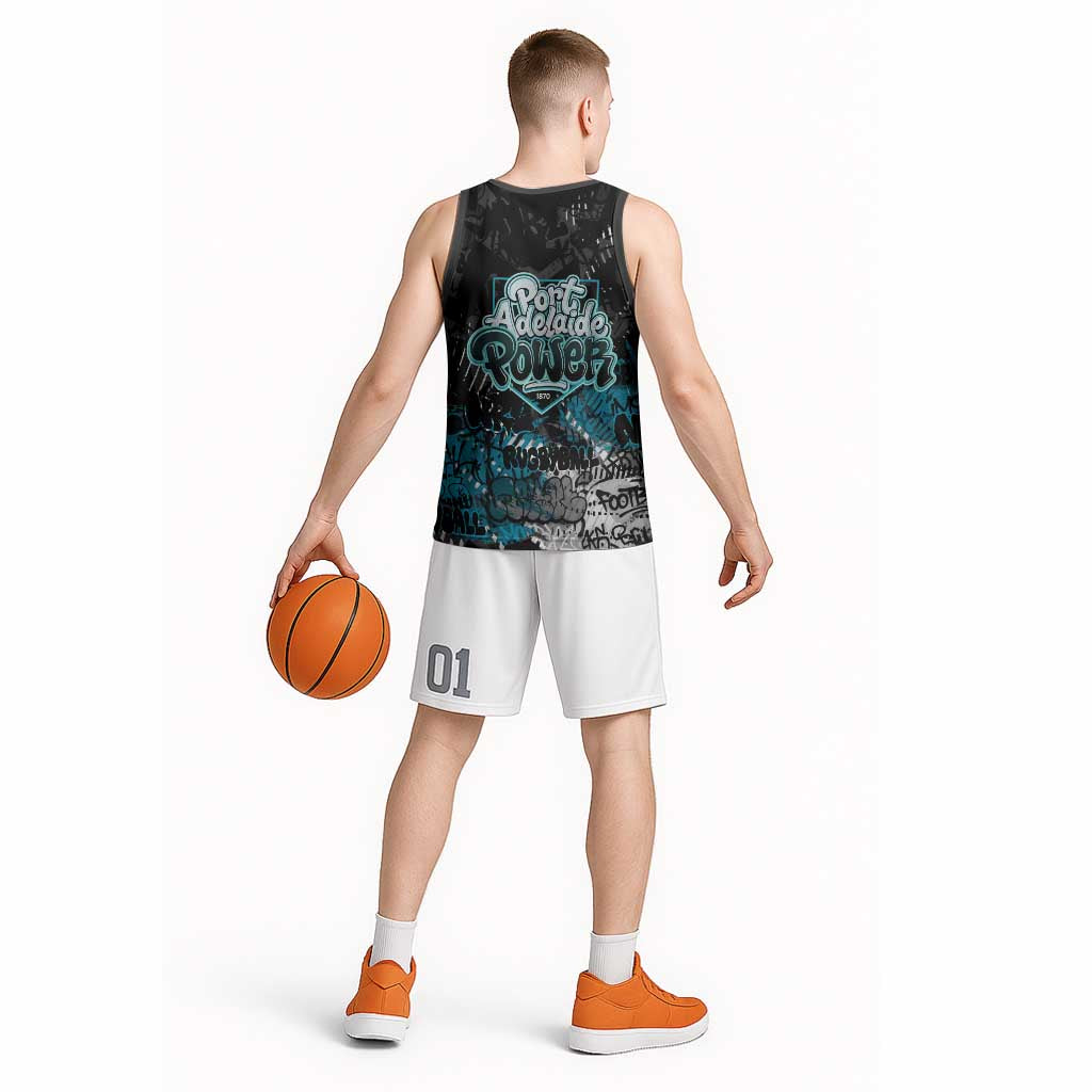 Port Adelaide Power Basketball Jersey Urban Graffiti Street Art - Bold Abstract Spray Paint
