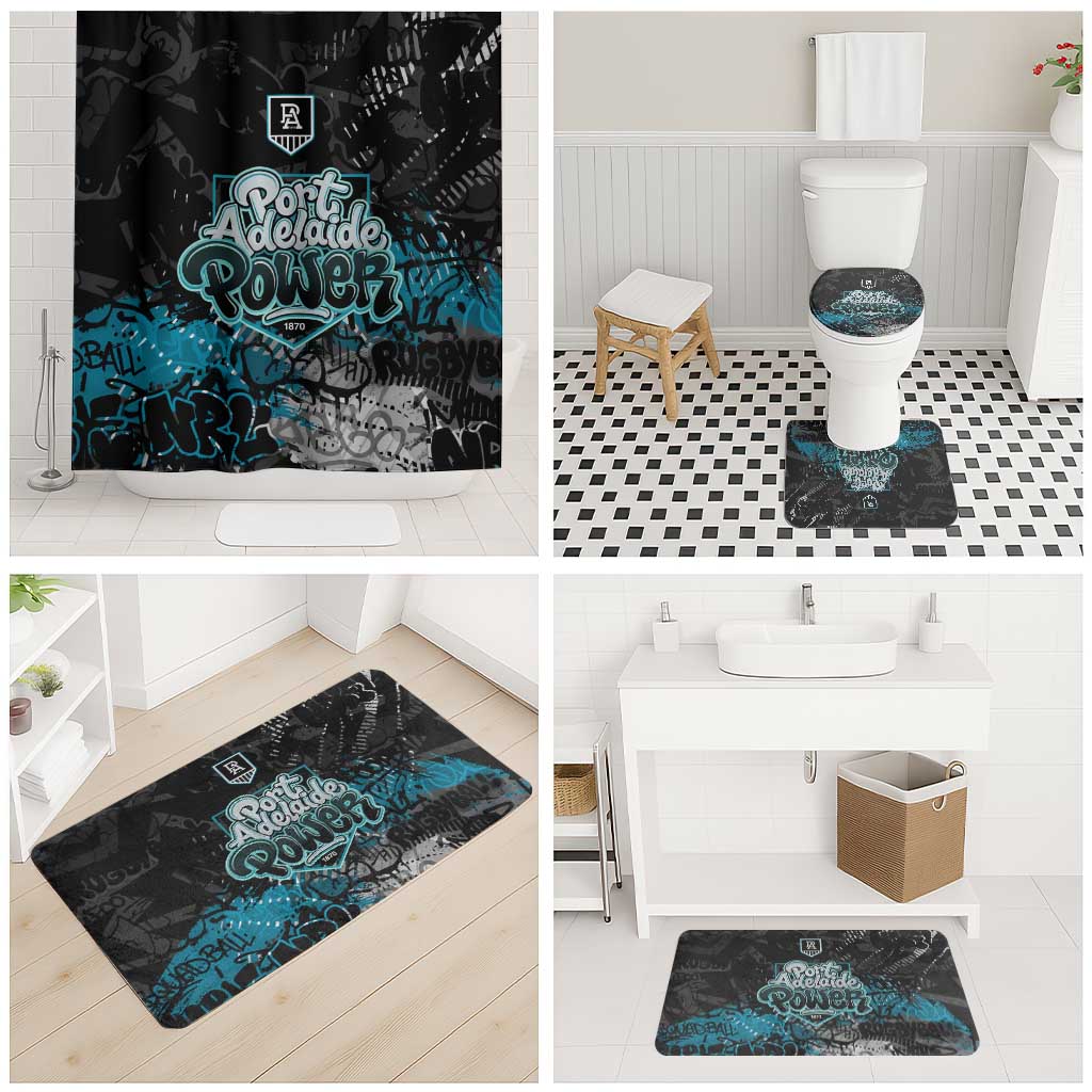 Port Adelaide Power Bathroom Set Urban Graffiti Street Art - Bold Abstract Spray Paint