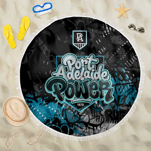 Port Adelaide Power Beach Blanket Urban Graffiti Street Art - Bold Abstract Spray Paint