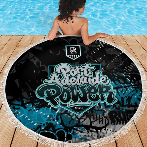 Port Adelaide Power Beach Blanket Urban Graffiti Street Art - Bold Abstract Spray Paint