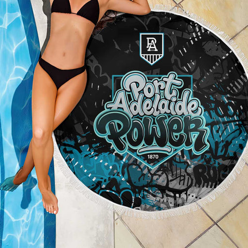 Port Adelaide Power Beach Blanket Urban Graffiti Street Art - Bold Abstract Spray Paint