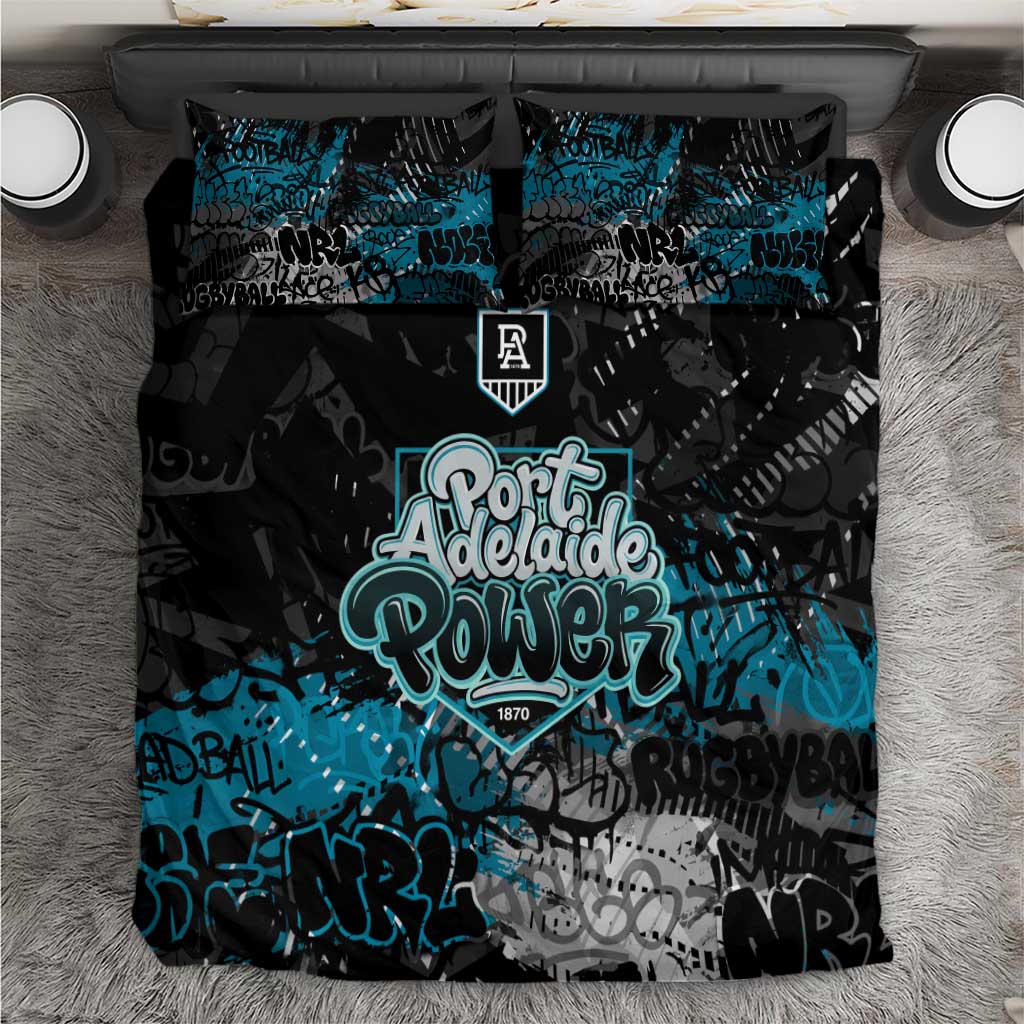 Port Adelaide Power Bedding Set Urban Graffiti Street Art - Bold Abstract Spray Paint