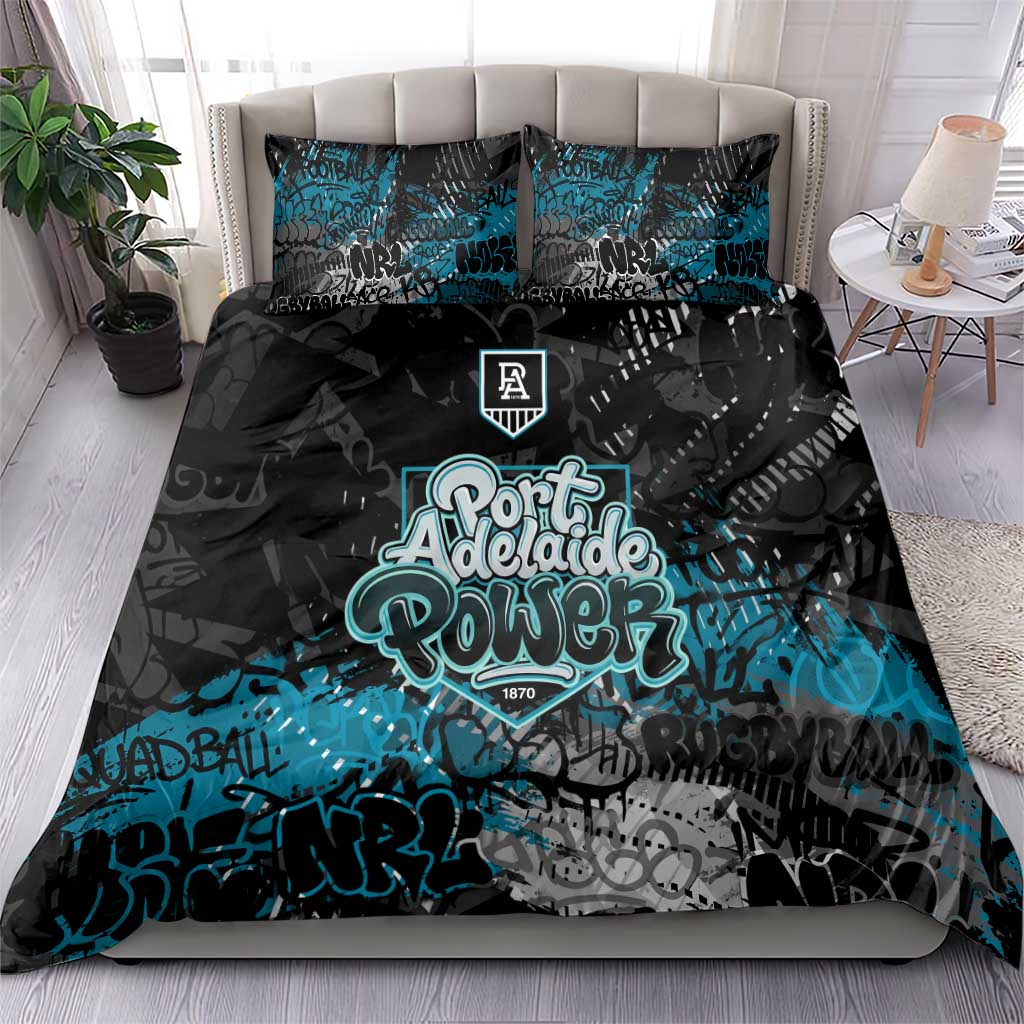 Port Adelaide Power Bedding Set Urban Graffiti Street Art - Bold Abstract Spray Paint