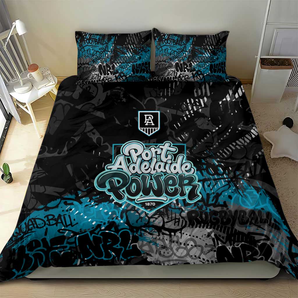 Port Adelaide Power Bedding Set Urban Graffiti Street Art - Bold Abstract Spray Paint