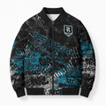 Port Adelaide Power Bomber Puffer Jacket Urban Graffiti Street Art - Bold Abstract Spray Paint