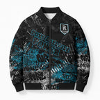 Port Adelaide Power Bomber Puffer Jacket Urban Graffiti Street Art - Bold Abstract Spray Paint