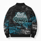 Port Adelaide Power Bomber Puffer Jacket Urban Graffiti Street Art - Bold Abstract Spray Paint