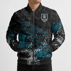 Port Adelaide Power Bomber Puffer Jacket Urban Graffiti Street Art - Bold Abstract Spray Paint
