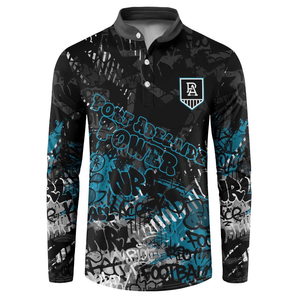 Port Adelaide Power Button Sweatshirt Urban Graffiti Street Art - Bold Abstract Spray Paint