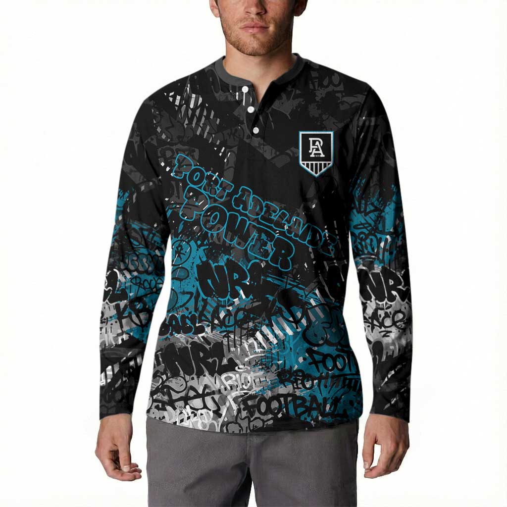 Port Adelaide Power Button Sweatshirt Urban Graffiti Street Art - Bold Abstract Spray Paint