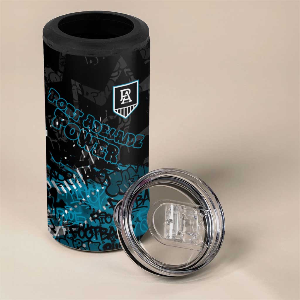 Port Adelaide Power 4 in 1 Can Cooler Tumbler Urban Graffiti Street Art - Bold Abstract Spray Paint