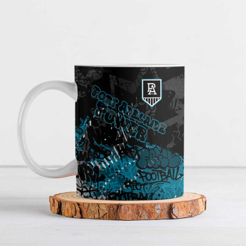Port Adelaide Power Ceramic Mug Urban Graffiti Street Art - Bold Abstract Spray Paint