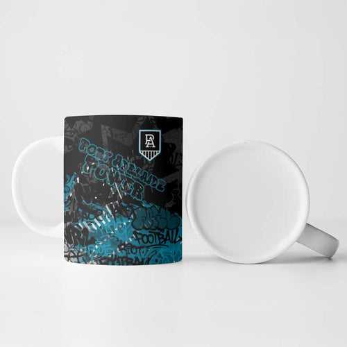 Port Adelaide Power Ceramic Mug Urban Graffiti Street Art - Bold Abstract Spray Paint